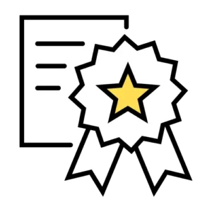 A document with a ribbon and a star, symbolizing a structured training program.