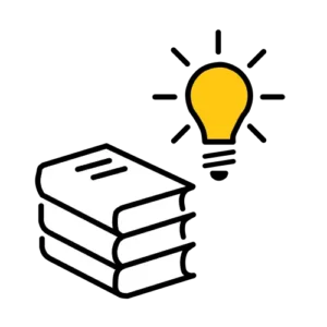 Books and a light bulb symbolizing knowledge and learning.